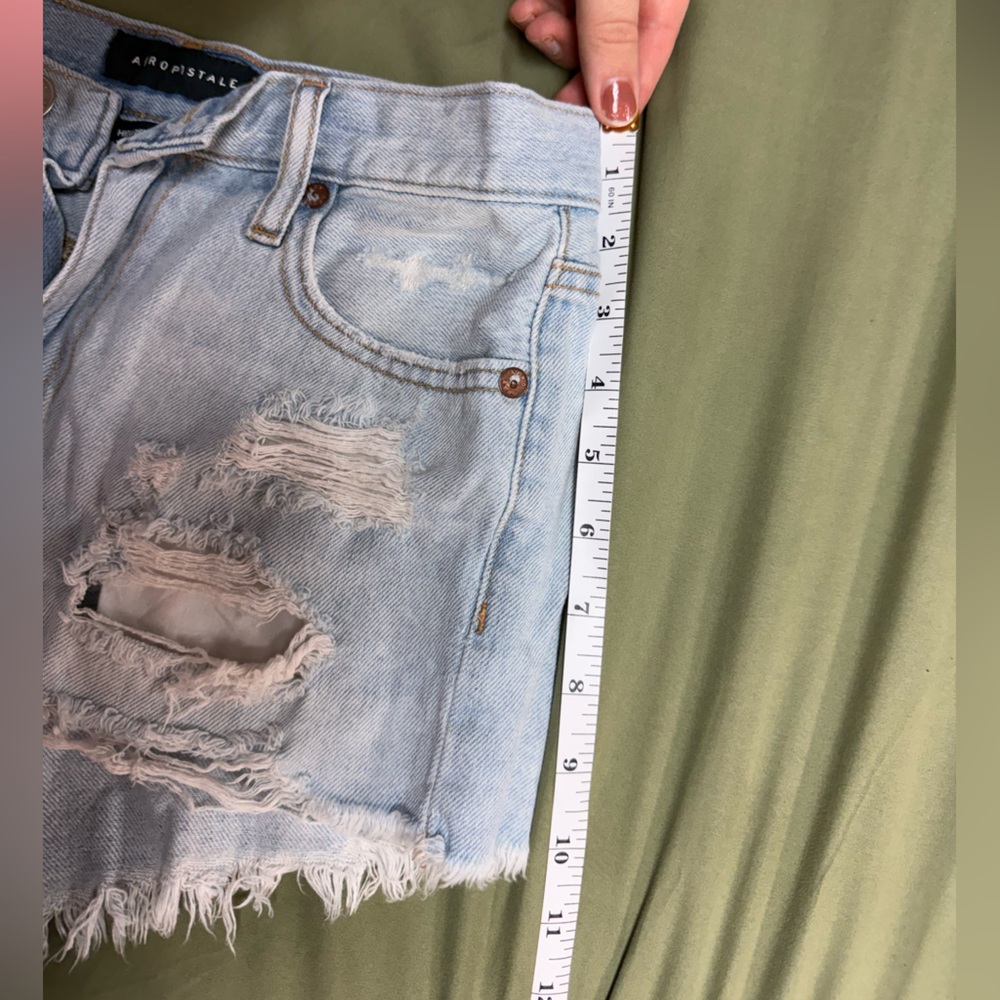 Aeropostale Frayed Light Blue Jean Shorts - Picture 6 of 7